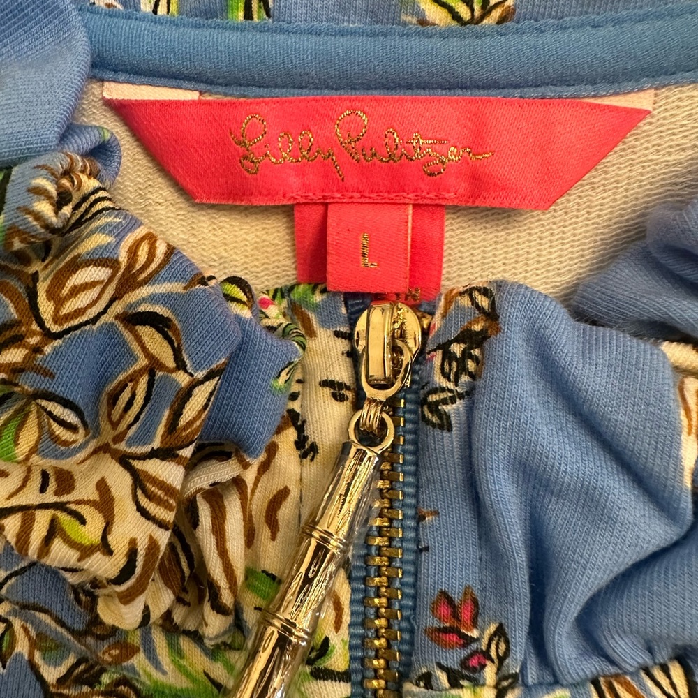 Lilly Pulitzer Blue Tropical Print Long-Sleeve Shift Dress - Picture 3 of 5